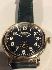 Shinola Runwell Argonite 1069 Black Dial GreenLeather Band Mens 47mm Watch