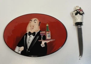 Oval Cheese Plate and Knife Set Certified International Tracy Flickinger Waiter - Picture 1 of 12