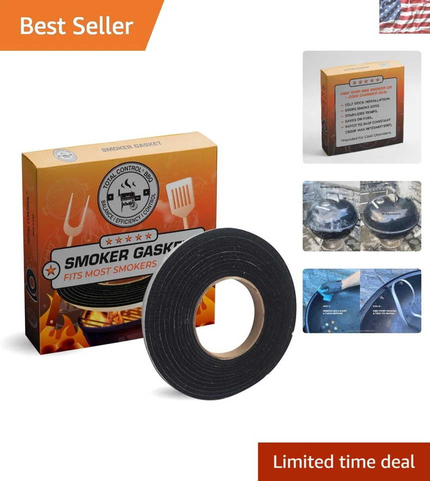 LavaLock 1/2" x 1/8" junta de feltro preto para defumador - solução durável de alta temperatura de 15 pés - Imagem 1 de 4