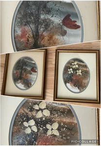 Original Aquarell Gemälde gerahmt Blume Vogel Baum braun signiert Donna Watson - Bild 1 von 14