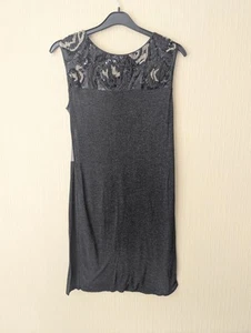 All Saints UK 10 Hand Embellished Jersey Mini Dress Tunic With Sheer Back - Picture 1 of 10
