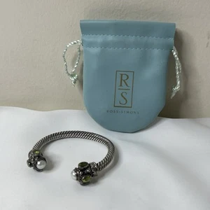 Hermosa pulsera de perlas Ross Simons de plata esterlina con brazalete con cable - Imagen 1 de 10