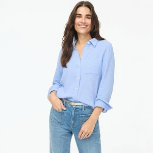 J.Crew Double-Gaze Button-Up Shirt Top Dusty Periwinkle Blue Gr. S Neu mit Etikett Beachy - Bild 1 von 11