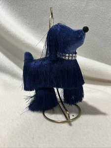 Dillard’s Blue Poodle Fringe Dog Ornament Sparkly Collar Holidays Christmas - Picture 1 of 6