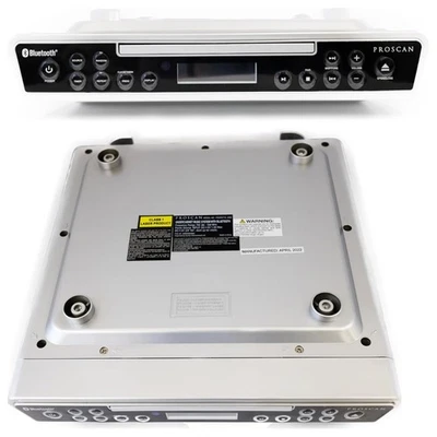 PROSCAN ELITE under Counter CD Player with Clock Radio and Bluetooth Silver