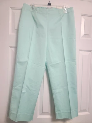 David Brooks Teal Womens Side Zip Cropped Dress Pant Size 12 EUC - Image 1 of 4