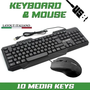 USB Wired Mouse And Keyboard Italian Layout Multimedia Alantik - Picture 1 of 5
