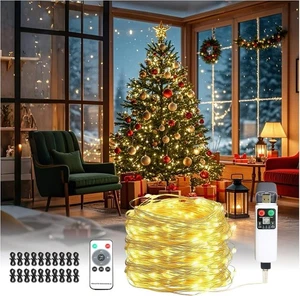 Weihnachtslichterkette 20m USB batteriebetrieben warmweiß mit Fernbedienung - Bild 1 von 9