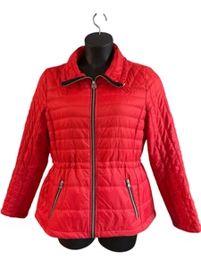 Guess Women's Red Black Packable Lightweight Full Zip Puffer Jacket Size XL - Picture 1 of 7