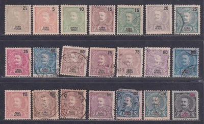 Cape Verde Scott 36\57 MHR/Used 1898-1903 King Carlos Issue 21 Stamps $89.90 - Image 1 of 2