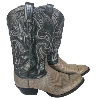 Tony Lama Western Botas de Vaquero Lagarto Teju Cuero Gris Natural 11D Imperfectas Foto 1 de 4