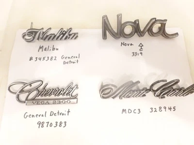 Chevrolet emblemas laterales Malibu, Nova, Vega y Monte Carlo EE. UU. Foto 1 de 4