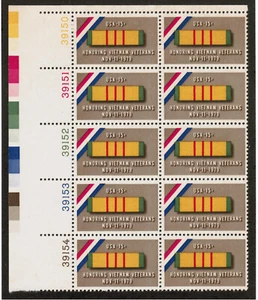 US USA Sc# 1802 MNH FVF PLATE # Block of 10 Vietnam Veterans Service Medal - Picture 1 of 1