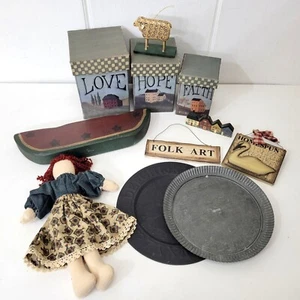 Colección de arte popular rural 11 piezas decoración del hogar vintage - Imagen 1 de 3