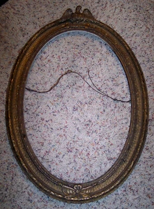 Antique Federal Eagle & Flags Oval Photo Frame Gilded Wood no Glass - Picture 1 of 9