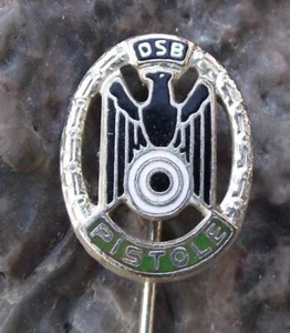 Vintage DSB Germany Gun Shooting Club Association Pistol Silver Award Pin Badge - Picture 1 of 2
