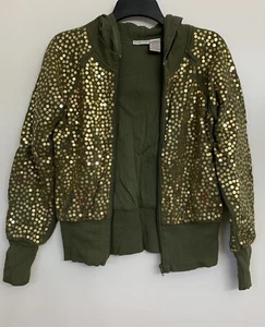 Mary Kate And Ashley Green Hooded Sequin Jacket Size 14/16 - Picture 1 of 4