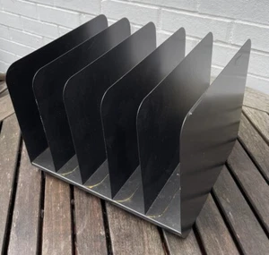 Vintage Steel 5 Slot Vertical Metal Desk File Organizer Black Globe-Weis - Picture 1 of 14