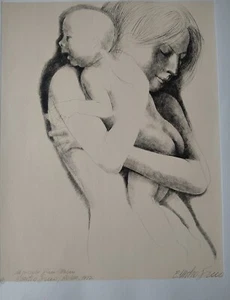 EMILIO GRECO-"MATERNITA'"-ACQUAFORTE-DIM. FOGLIO 56x76-LASTRA 34x44 cm- GARANZIA - Foto 1 di 5