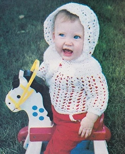 CUTE Hooded Baby Sweater & Booties/Crochet Pattern INSTRUCTIONS ONLY - Picture 1 of 2