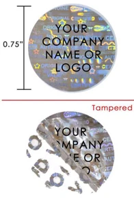 Custom Printing Tamper Evident Hologram Silver Security Label Seal Sticker 0.75" - Picture 1 of 1