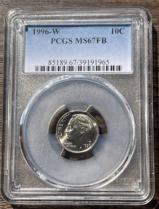 1996-W ROOSEVELT DIME PCGS MS67FB COLLECTOR COIN *FREE SHIPPING* - Picture 1 of 16