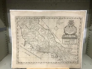 1700 Wells’ Map Of Latium, Etruria, and Ancient Italy 21.5 x 17.5” - Picture 1 of 3