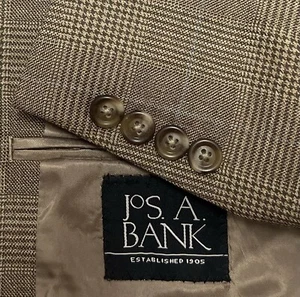 Jos. A. Bank Men's 43R Brown Windowpane Plaid Houndstooth Blazer Jacket - Picture 1 of 6