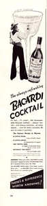 Cocktail Bacardi vintage 1940 sempre rinfrescante cowboy con pubblicità cocktail - Foto 1 di 1