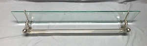 Antique 36" Glass Shelf & Towel Bar Nickel Brass Wall Brackets Art Brass 595-25B - Picture 1 of 16