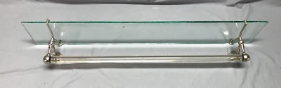 Antique 36" Glass Shelf & Towel Bar Nickel Brass Wall Brackets Art Brass 595-25B - Image 1 of 4