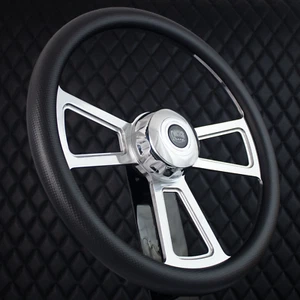 18" Billet Aluminum Steering Wheel Big Rig Carbon Fiber Vinyl 5 Hole Semi Truck - Foto 1 di 10