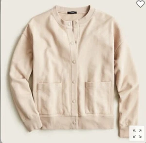 J. Crew New W/Defects University Terry Snap-Front Cardigan Sweater - Size Medium - Picture 1 of 2