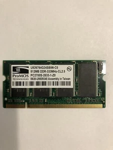 512MB DDR1 SDRAM SO-DIMM PC2700 DDR-333 Laptop Memory Module - Picture 1 of 3