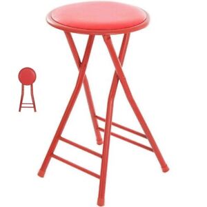 NEW! Red Backless Folding High Chair Breakfast Kitchen Bar Stool Seat 24-inch