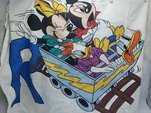 Mickey Mouse Minnie Donald Duck Daisy Roller Coaster Goofy VTG pillowcase - Picture 1 of 6