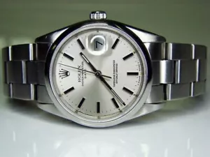 Rolex Date 15200 Mens Stainless Steel Watch Domed Bezel Oyster Band Silver Dial - Picture 1 of 6