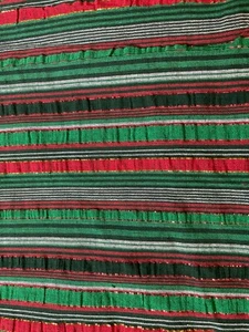 Christmas Fabric Lot 2 Yds 8 Ins 42 W Striped Red Green Black Gold Thread - Picture 1 of 6