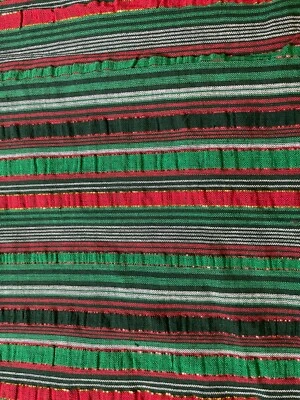 Christmas Fabric Lot 2 Yds 8 Ins 42 W Striped Red Green Black Gold Thread - Image 1 of 4