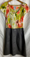 Tabitha Anthropologie Dress Floral Silk Upper Cotton Skirting Dress Size 6