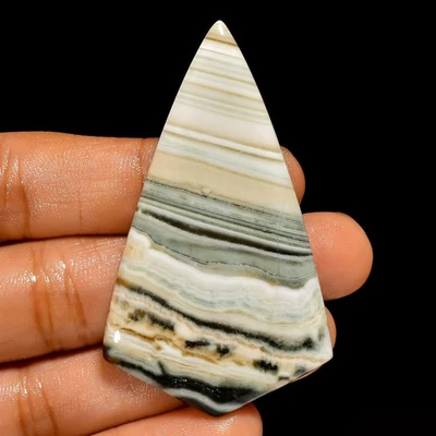 Piedra preciosa suelta cabujón forma escudo calcedonia natural Saturno 62 quilates 59X34X5 mm Foto 1 de 3