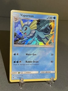 HOLO BLEED ERROR Vaporeon 18/68 Hidden Fates Holo Rare Pokemon NM - Picture 1 of 4