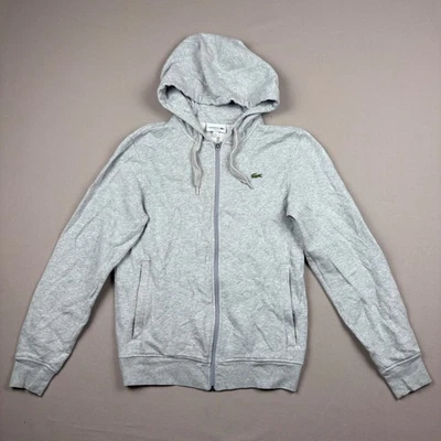 Sudadera con capucha Lacoste Classic Fit gris cremallera completa logotipo de cocodrilo para mujer talla S Foto 1 de 4