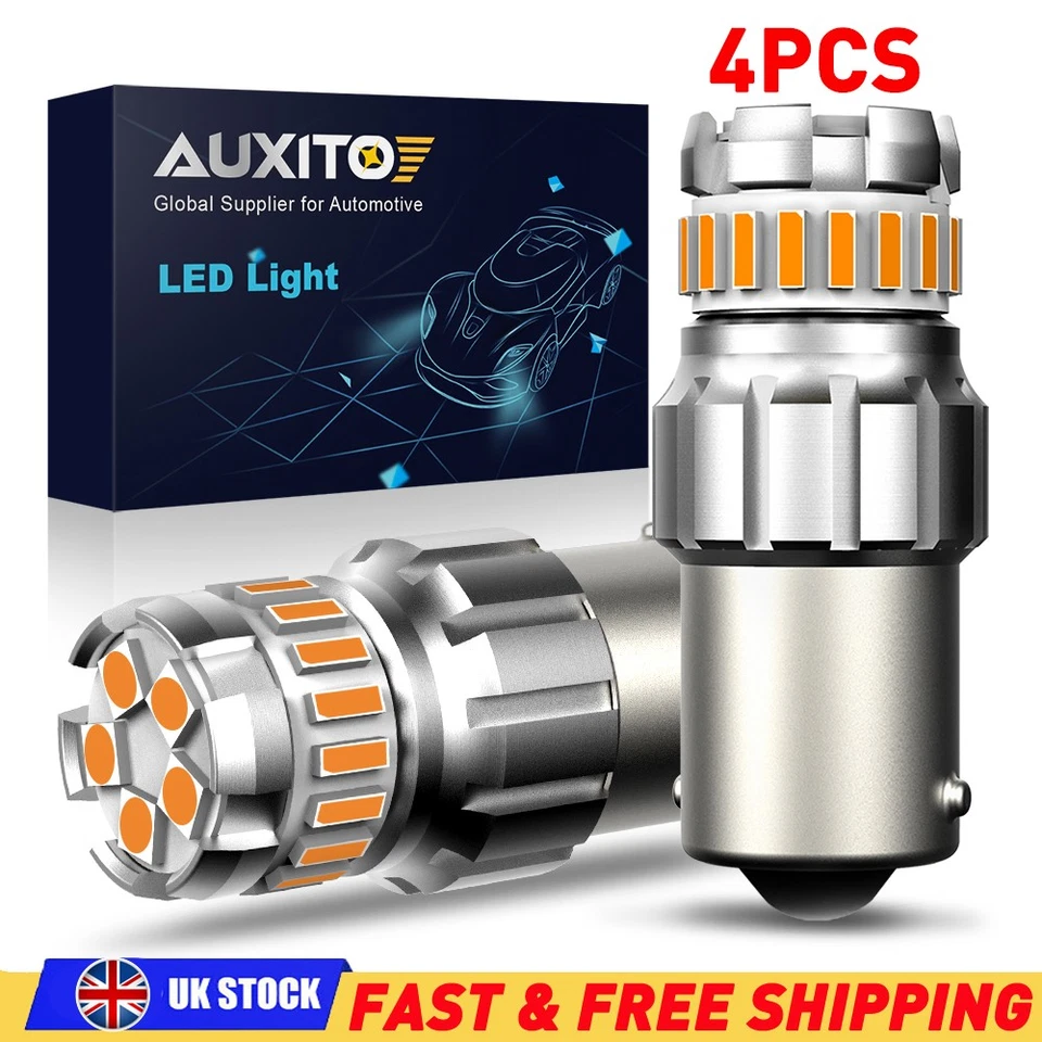 AUXITO 1156 7506 LED Reverse Back up Turn Signal Light Bulb 6000K Pure Amber 4x