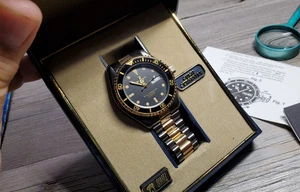 Men's Jules Jurgensen Day Date Diver Dive Watch Graphite & Gold Stainless Steel - Picture 1 of 12