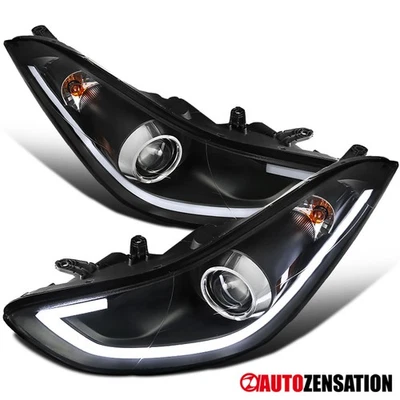 Fit 2011-2013 Hyundai Elantra Sedan 4Dr Black LED Bar Projector Headlights Lamps Foto 1 de 4