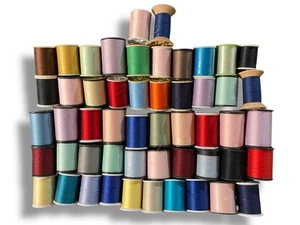 Lot Of 50+ Vintage  Polyester And Cotton Various Sizes Sewing Thread Spools - Picture 1 of 5
