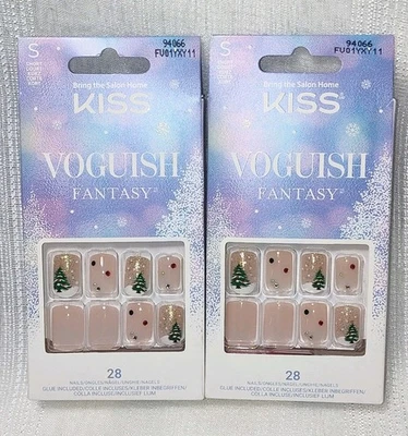TWO PACK Kiss Voguish Fantasy Holiday Manicure Glue-On Nails Christmas Tree - Image 1 of 3