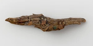 Vintage Unique Driftwood Quilling Wall Hanging Shelf Owl  Folk Art BOHO MCM 12” - Picture 1 of 6