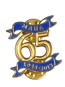 Vtg Gold Blue Ribbon Memorial Pin 1948 2013 Collectible Retro Badge 1” - Picture 1 of 3